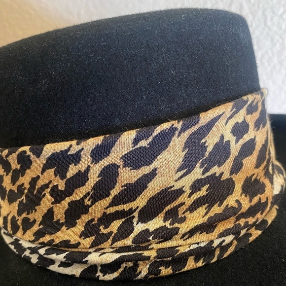 BOLLMAN HAT Co. 100% Wool & Doeskin Fedora Black w Animal Print Sash OS Gorpcore - Picture 7 of 8